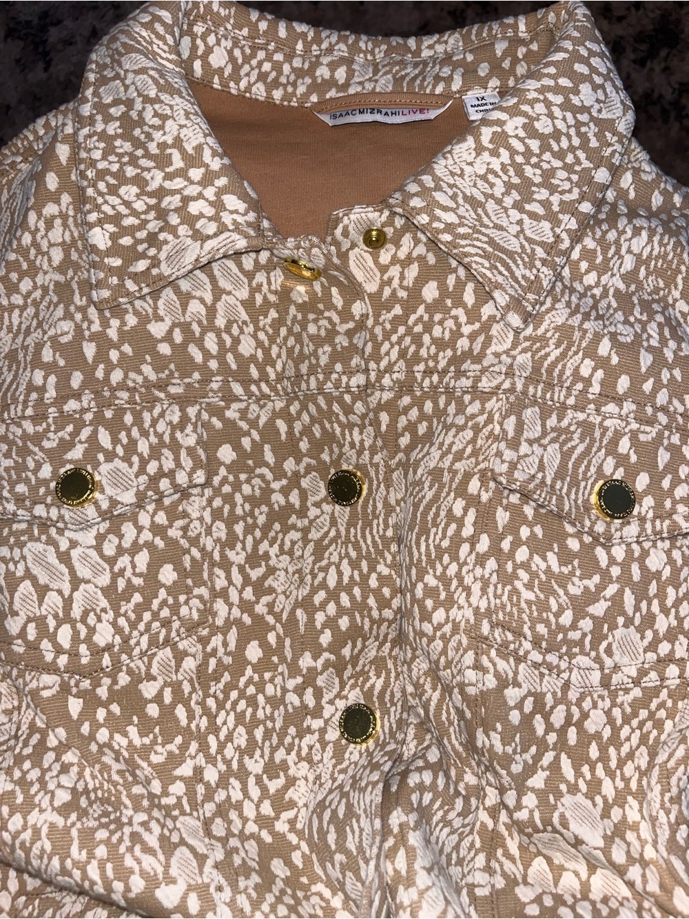 Isaac Mizrahi Beige and White animal Print Jacket woman’s size 1X - Picture 4 of 5